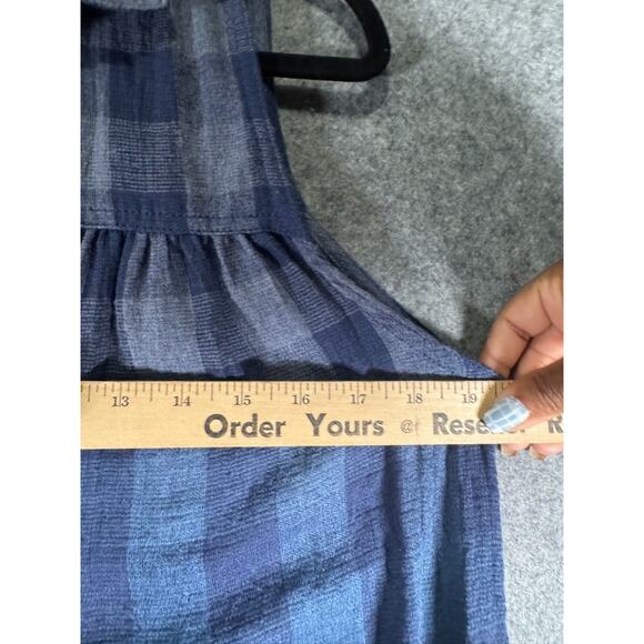 Free‎ People Blouse Women XS Blue Hey There Sunrise Tank Top Plaid Western Relax - Picture 4 of 7